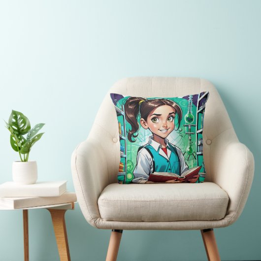 Girls Love Science! Kussen (Stoel)