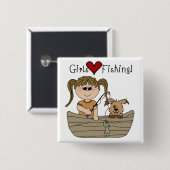 Girls Love Vist Vierkante Button 5,1 Cm (Voorkant /achterkant)