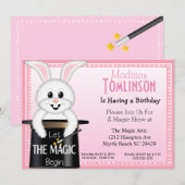 Girls Magic Show Birthday Party Invitations Kaart (Voorkant / Achterkant)