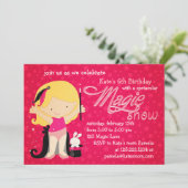 Girls Magic Theme Birthday Kaart (Staand voorkant)