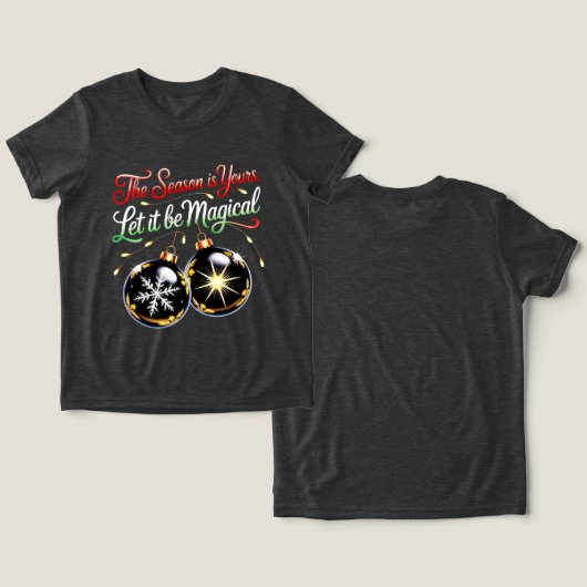 Girls' Magical Christmas Ornament Charming Festive Tri-Blend Shirt (Ontwerp Voorkant & Achterkant)