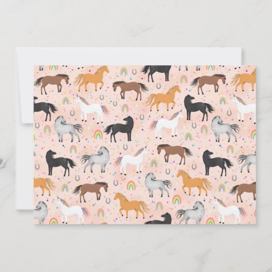 Girls Magical Pastel Pink Unicorn Birthday Photo Bedankkaart (Achterkant)