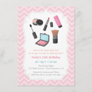 Girls Makover Birthday Party Invitations Kaart
