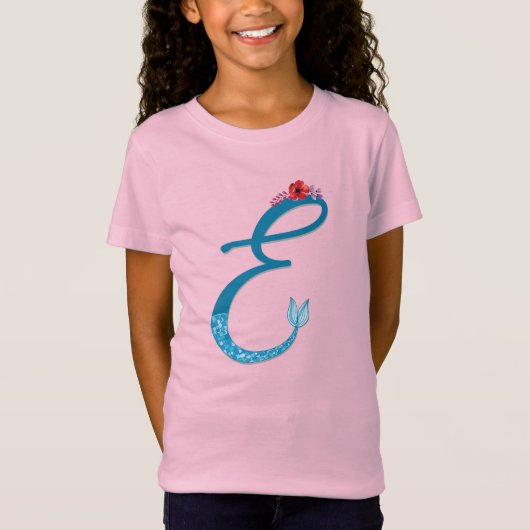 Girls Mermaid Letter E Shirt (Voorkant)
