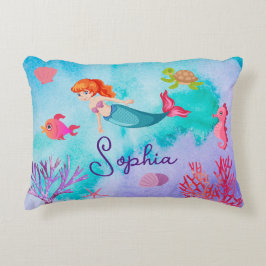 Girls Mermaid Personalized Cushion Accent Kussen