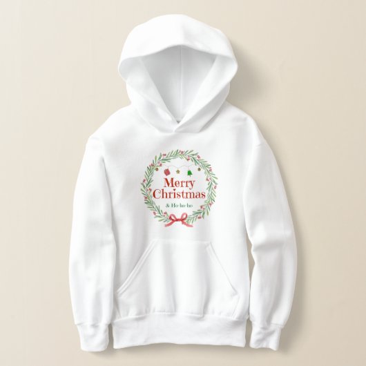 Girls Merry Christmas Hoodie with Pine Branches (Laagn)