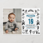 Girls Modern Black Gymnastics Kids 10th Birthday Kaart (Voorkant)