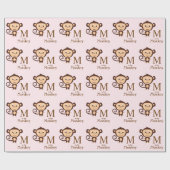 Girls Monkey Baby shower Cadeaupapier (Vlak)