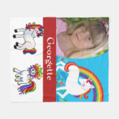 Girl's Monogrammed Photo Unicorn Fleece Blanket (Voorkant (Horizontaal))