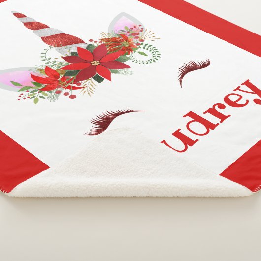 Girl's monogrammed Unicorn KerstmisSherpa Blanket Sherpa Deken (3/4)