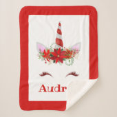 Girl's monogrammed Unicorn KerstmisSherpa Blanket Sherpa Deken (Voorkant)