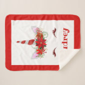 Girl's monogrammed Unicorn KerstmisSherpa Blanket Sherpa Deken (Voorkant (horizontaal))