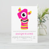 Girls Monster 1e verjaardag Kaart (Staand voorkant)