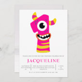 Girls Monster 1e verjaardag Kaart (Voorkant / Achterkant)