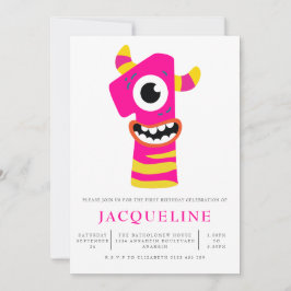 Girls Monster 1e verjaardag Kaart