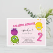 Girl's Monster Eerste Uitnodiging voor het 2e Verj (Staand voorkant)