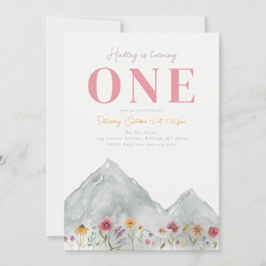 Girl's Mountain Wildflower Uitnodiging voor verjaa (Voorkant)