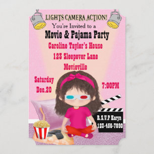 Girls Movie and Pajama Party nodigt uit Kaart