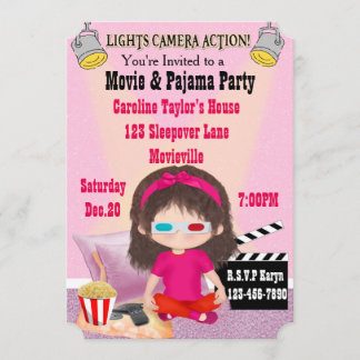 Girls Movie and Pajama Party nodigt uit Kaart