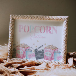 Girl's Movie Party Popcorn Teken Poster