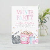 Girl's Movie Verjaardagsfeestje Uitnodiging (Staand voorkant)