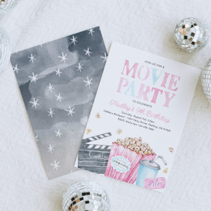 Girl's Movie Verjaardagsfeestje Uitnodiging