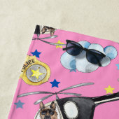 Girl's Name Cute Blue Police Hat Beach Towel Strandlaken (In situ)