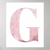 Girl's Name Letter G Boho Pink Waterverf Poster (Voorkant)