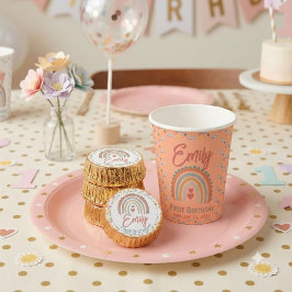 Girl's Natural Boho Party Light Coral Papieren Bekers
