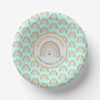 Girl's Natural Boho Rainbow Party Mint groen Papieren Kommen