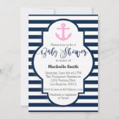 Girls Nautisch Baby shower Uitnodiging (Voorkant)