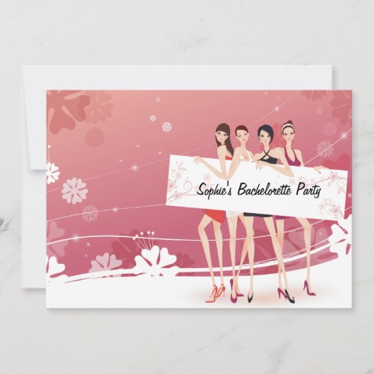 Girls' Night Bachelorette Party Invitation Kaart (Voorkant)