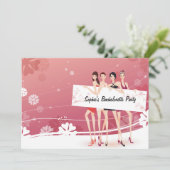 Girls' Night Bachelorette Party Invitation Kaart (Staand voorkant)