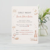 Girls’ Night Charcuterie Party Invitation Kaart (Staand voorkant)