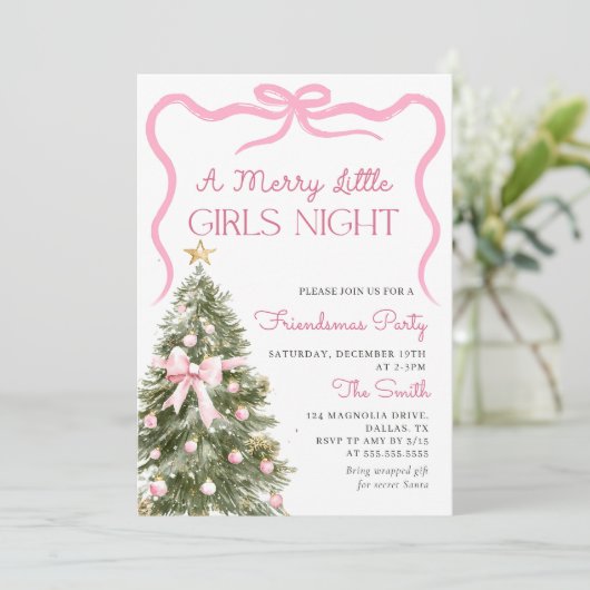 Girls Night Christmas Party Invitation Kaart (Staand voorkant)