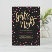 Girls Night Confetti Bachelorette Party Uitnodigin Kaart (Staand voorkant)
