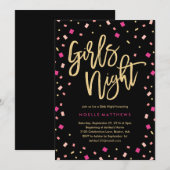 Girls Night Confetti Bachelorette Party Uitnodigin Kaart (Voorkant / Achterkant)