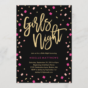 Girls Night Confetti Bachelorette Party Uitnodigin Kaart