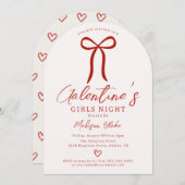 Girls Night Galentine's Day Invitation Kaart (Voorkant / Achterkant)