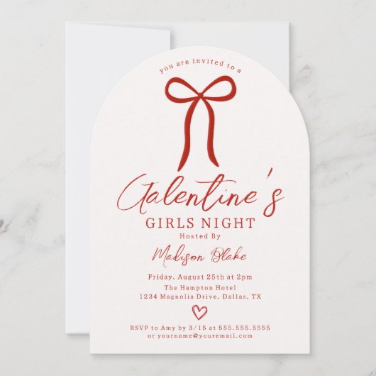 Girls Night Galentine's Day Invitation Kaart (Voorkant)