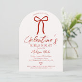 Girls Night Galentine's Day Invitation Kaart (Staand voorkant)