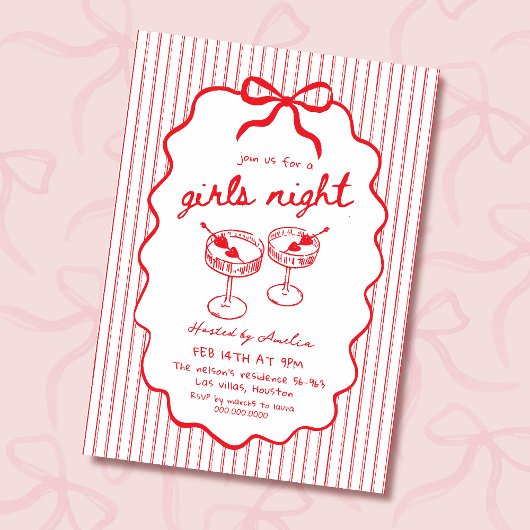 Girls Night hand drawn Kaart