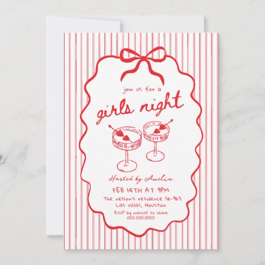 Girls Night hand drawn Kaart (Voorkant)