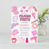 Girls Night In Slumber Pajama Party Pink Birthday Kaart (Staand voorkant)
