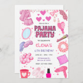 Girls Night In Slumber Pajama Party Pink Birthday Kaart (Voorkant / Achterkant)