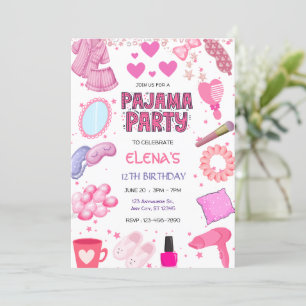 Girls Night In Slumber Pajama Party Pink Birthday Kaart