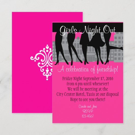 Girls Night Kaart (Voorkant / Achterkant)