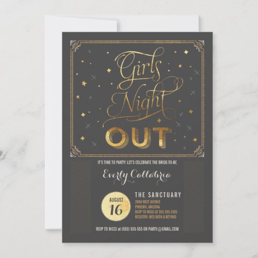 Girls Night Out Bachelor Party Invitation Kaart (Voorkant)