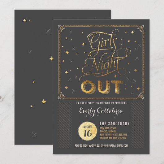 Girls Night Out Bachelor Party Invitation Kaart (Voorkant / Achterkant)