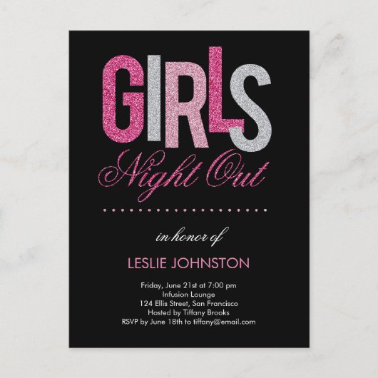 Girls Night Out Bachelorette Party Briefkaart (Voorkant)